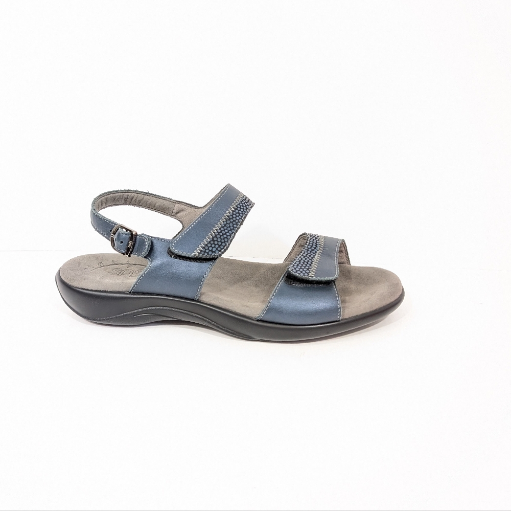 SAS Nudu Sandals 10 wide Women Comfort Shoe Blue Leather Walking